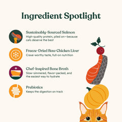 Made by Nacho Croquetas para Gatos: mezcla de frutas y verduras para fibra y micronutrientes.