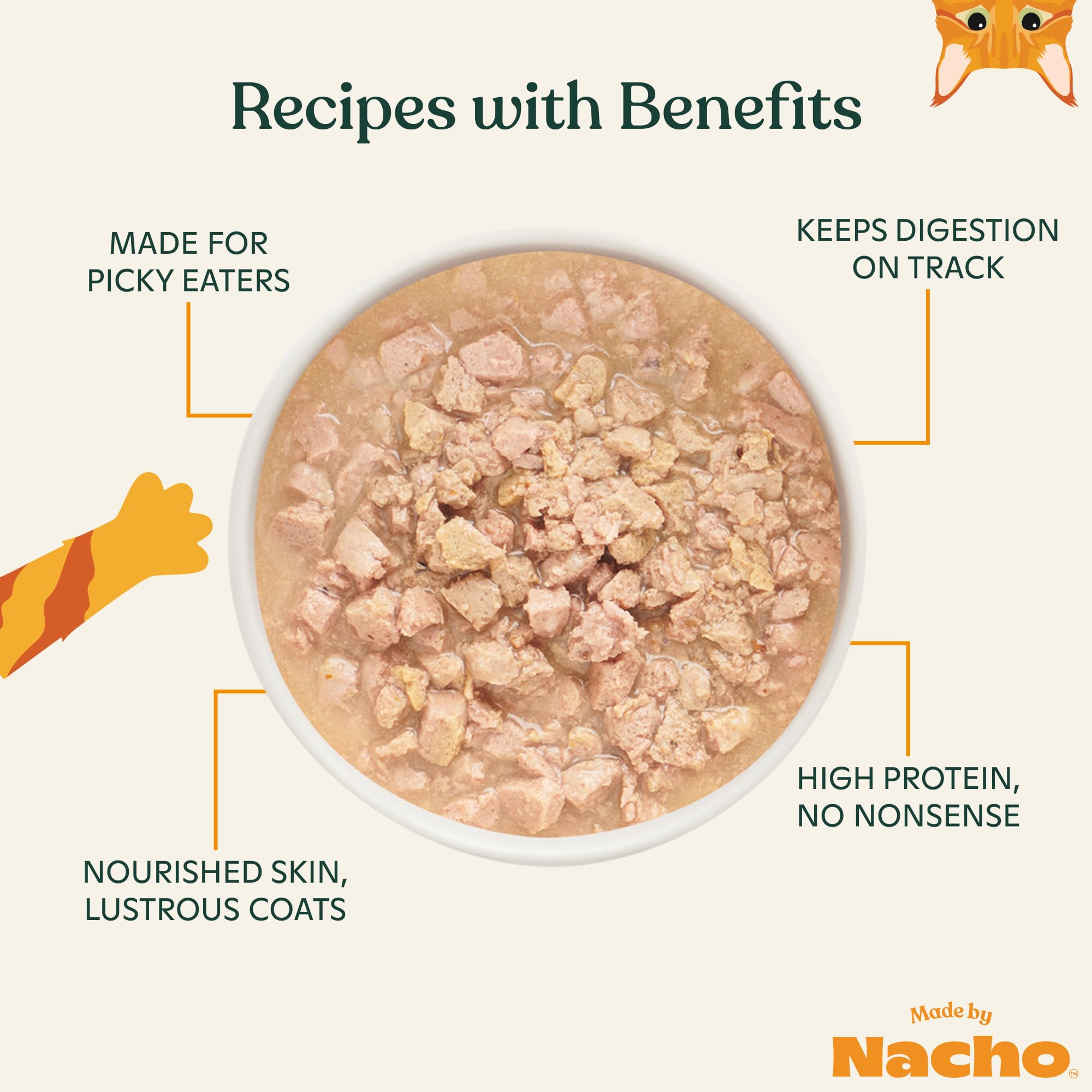 Made by Nacho: gato disfrutando comida húmeda de ternera sabrosa
