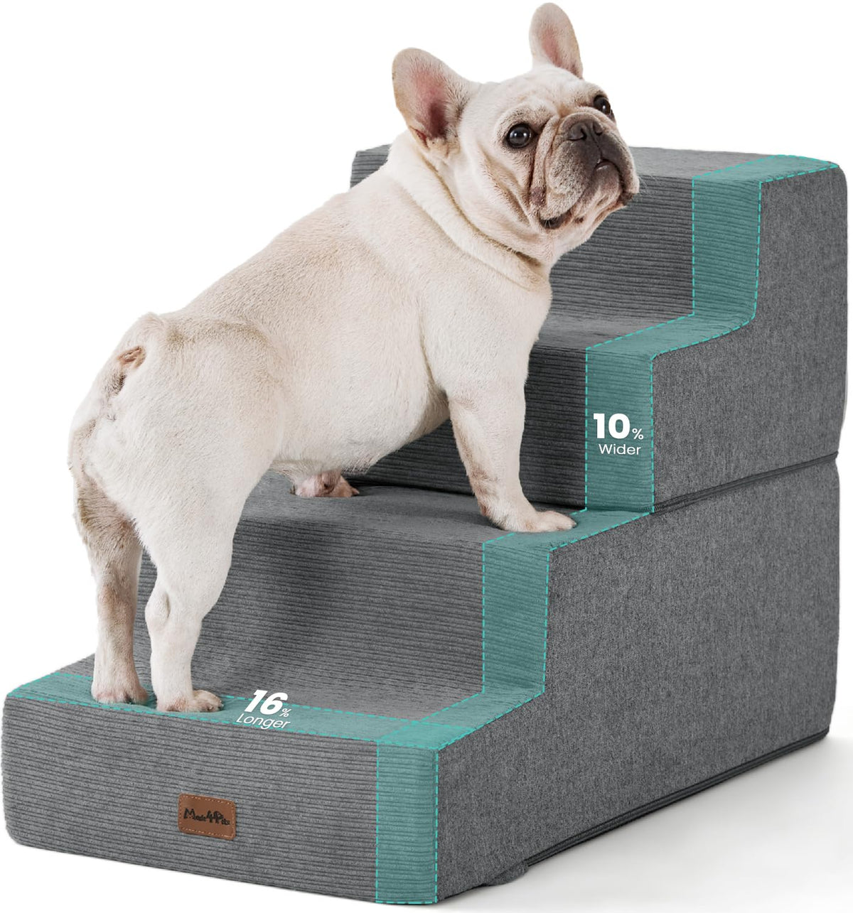 MADE 4 PETS escaleras para perro con 4 pasos, facilita subir a la cama