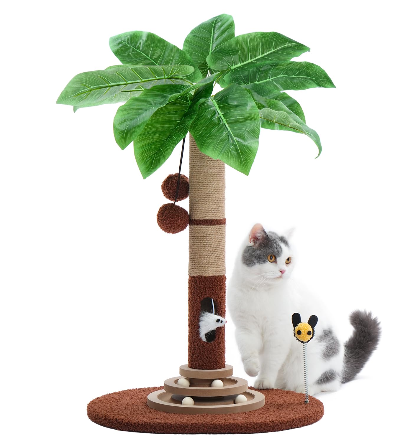 MADE 4 PETS poste rascador en forma de palmera, 27 pulgadas, ideal para trepar y rascar