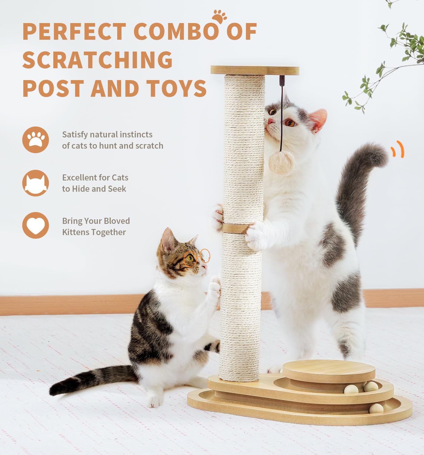 MADE4PETS tablero-juguetes-gato-3-niveles para entretener caza en casa
