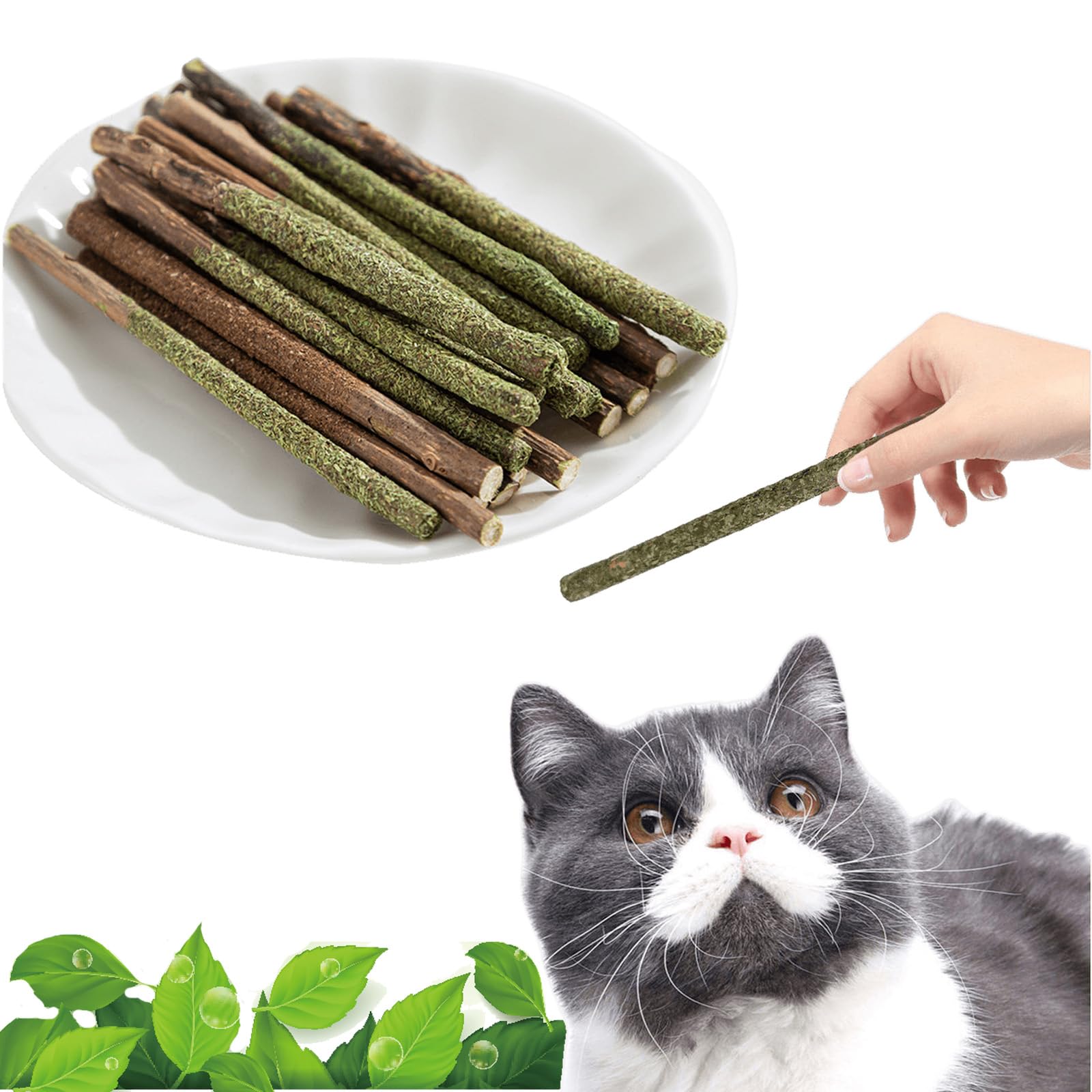 Maiguangta bastones Silvervine natural para gatos, 12 piezas para masticar y disfrutar.