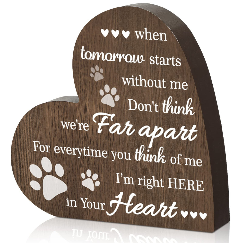 Maitys memorial mascota: placa de corazón de madera para recordar a tu perro o gato.