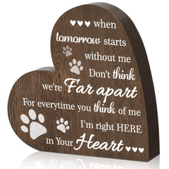 Maitys memorial mascota: placa de corazón de madera para recordar a tu perro o gato.