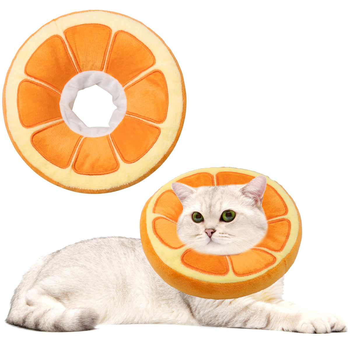 Collar Maiiu suave para gatos, color naranja, ayuda a evitar lamer heridas con comodidad.