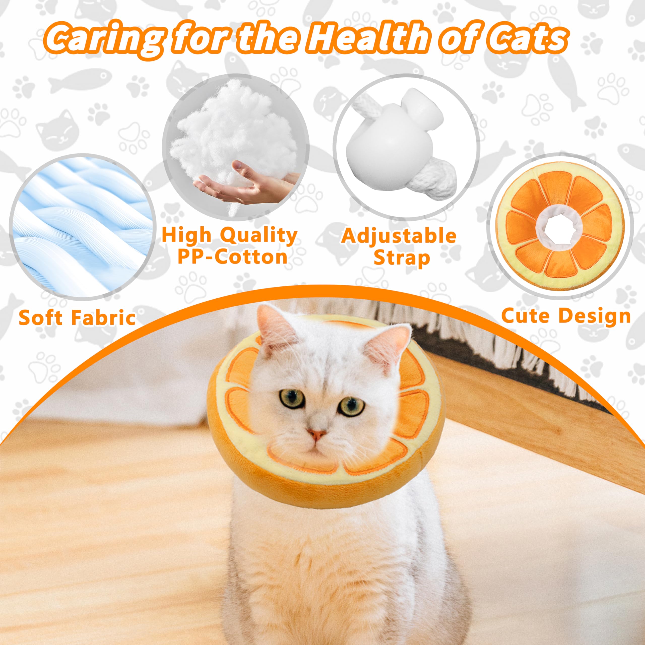 Collar Maiiu suave para gatos, color naranja, ajuste ajustable para un cuello cercano.