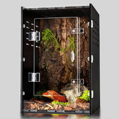 maiyuolg terrario para reptiles gecko crestado, vista frontal para alimentación rápida