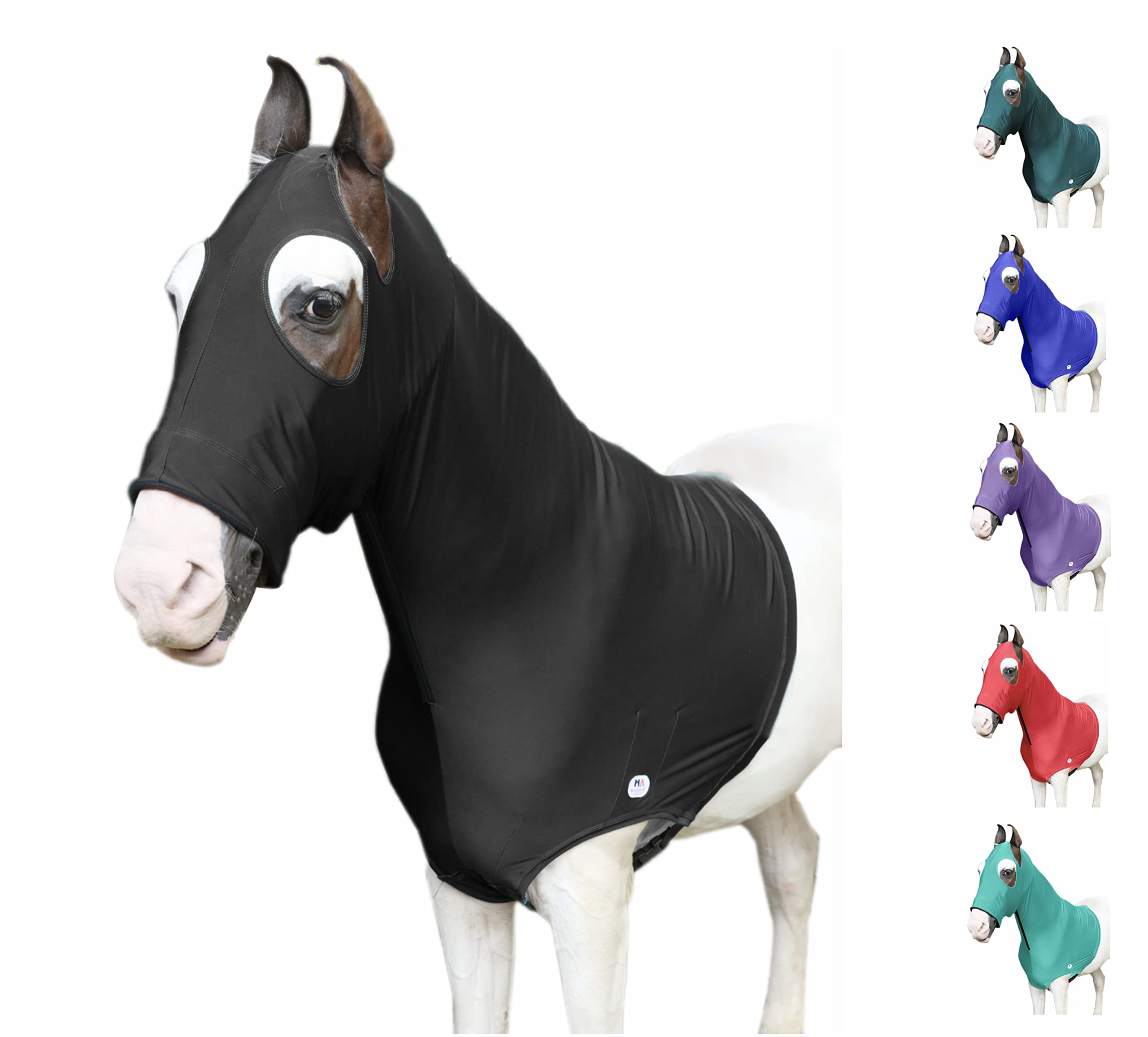 Capucha Majestic Ally para caballo con cierre frontal, fácil vestir y quitar