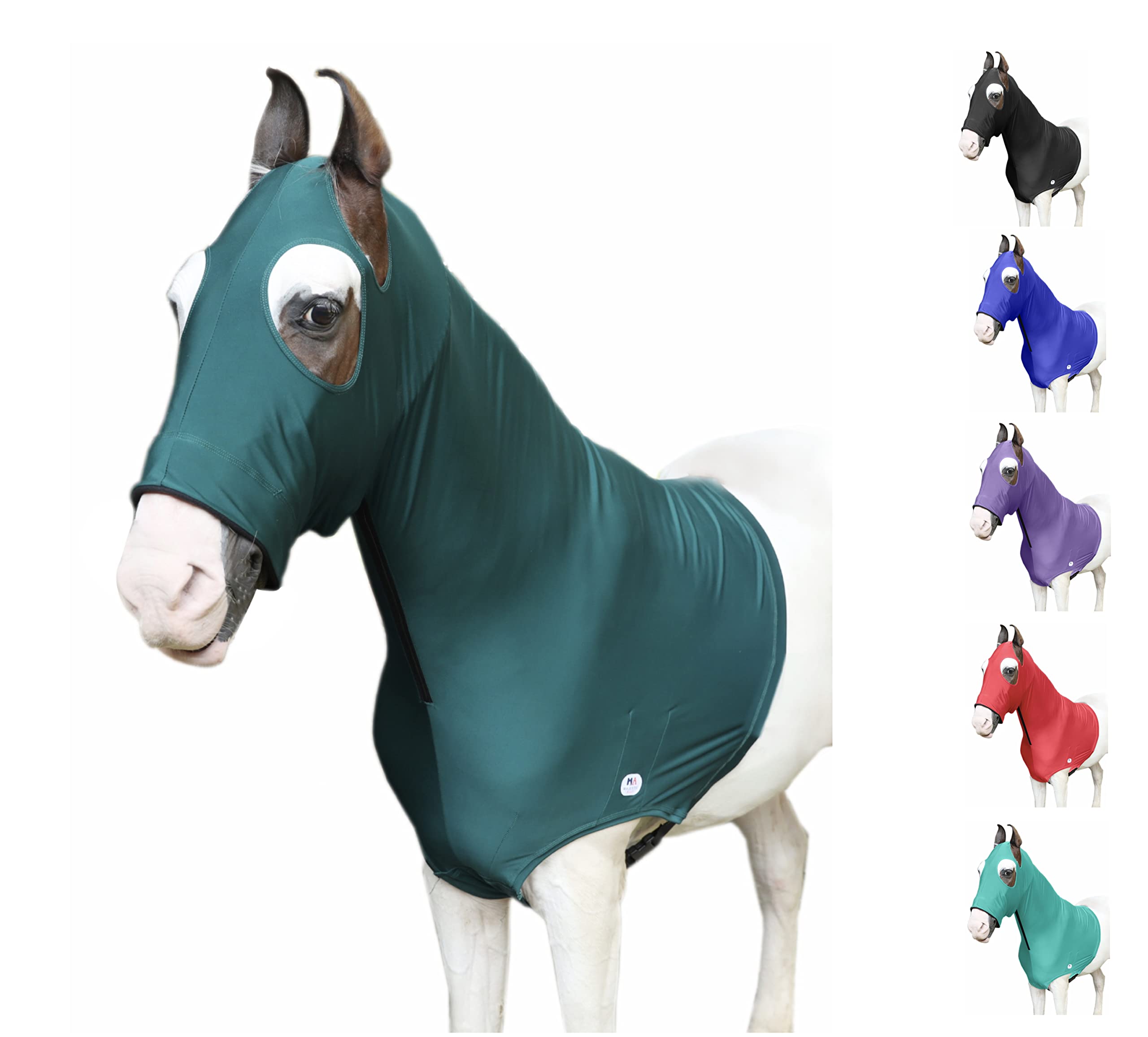 Capucha Majestic Ally para caballo en verde cazador con ajuste cómodo.
