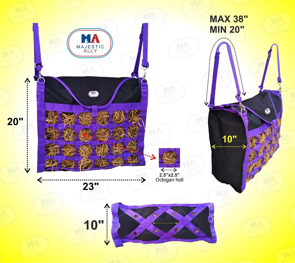 Majestic Ally bolsa heno carga superior facilita rellenado limpio y rápido.