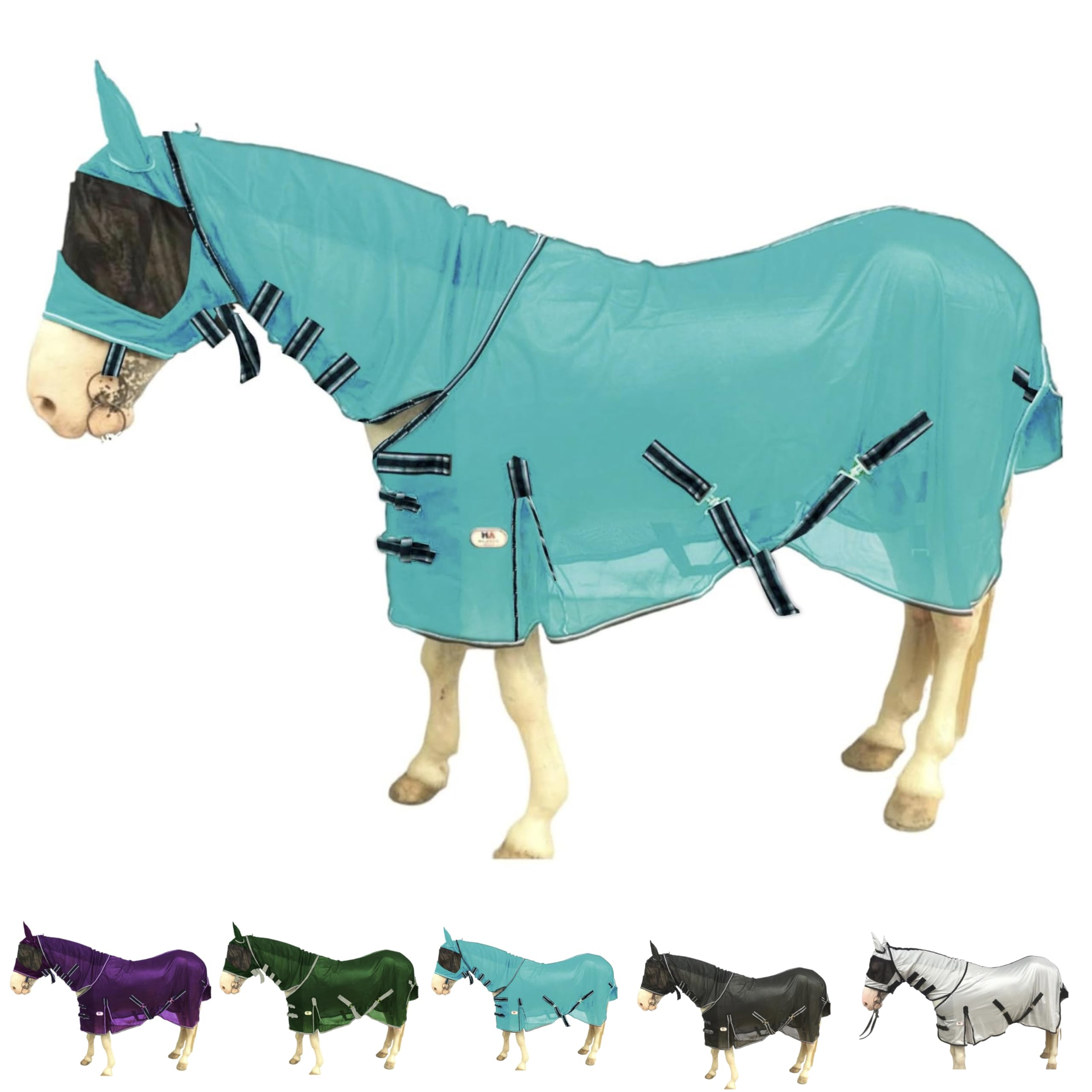 Majestic Ally sábana antifly para caballo con cuello y máscara, protección integrada para cuerpo completo