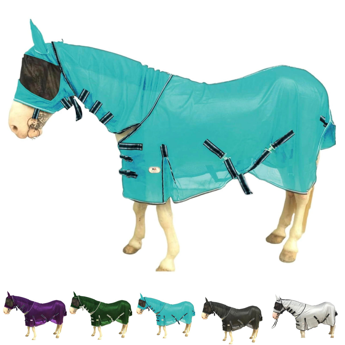 Majestic Ally sábana antifly para caballo con cuello y máscara, protección integrada para cuerpo completo
