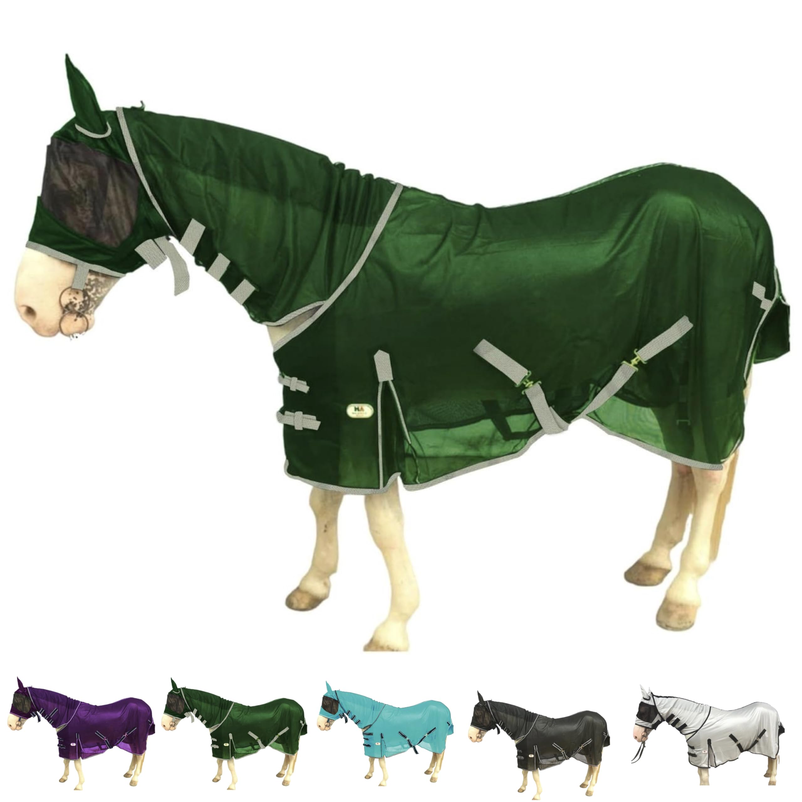 Capucha y mascara de Majestic Ally para caballo protegiendo orejas y ojos