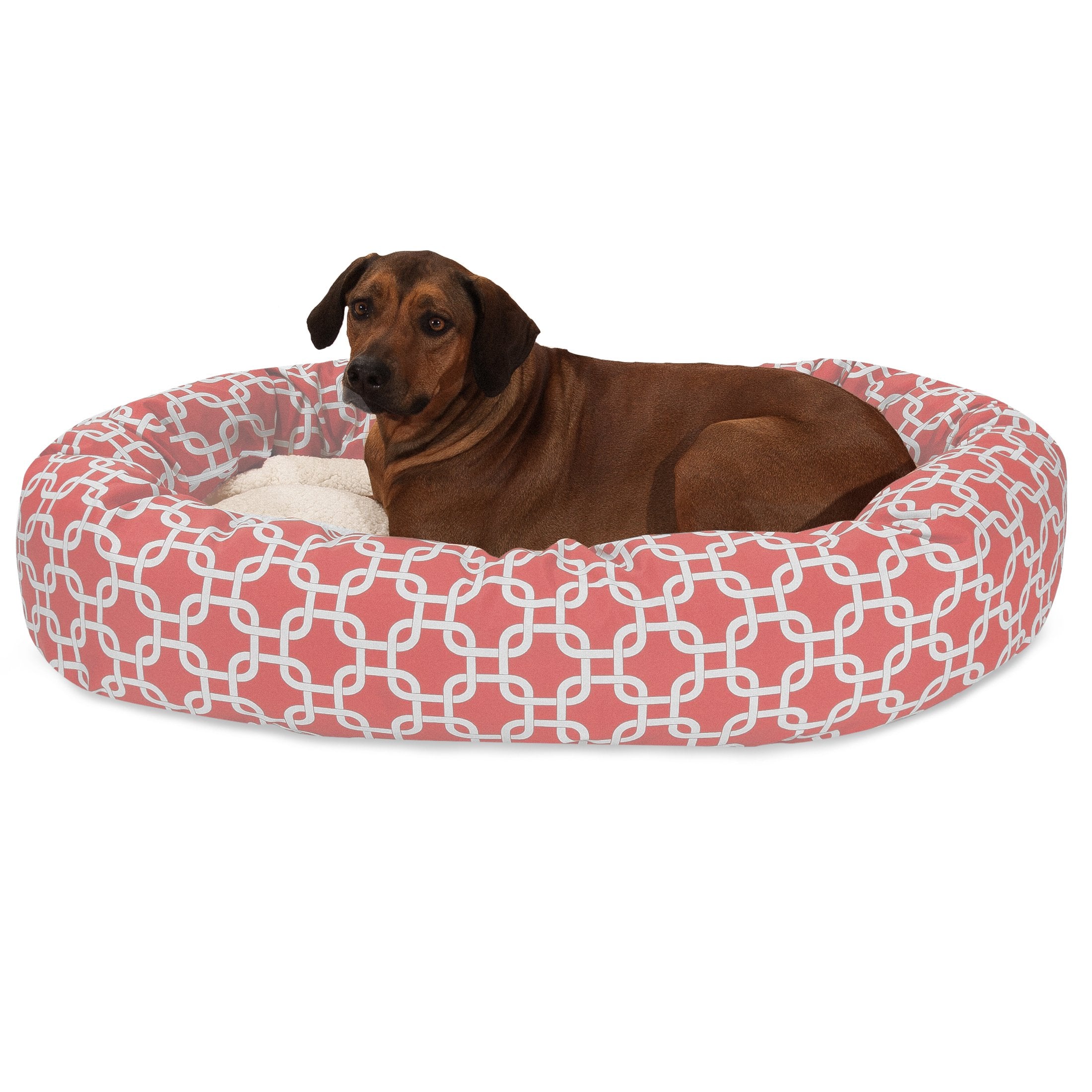 Cama Majestic Pet de 52 pulgadas, estilo anillo coral, vista exterior para descanso cómodo.