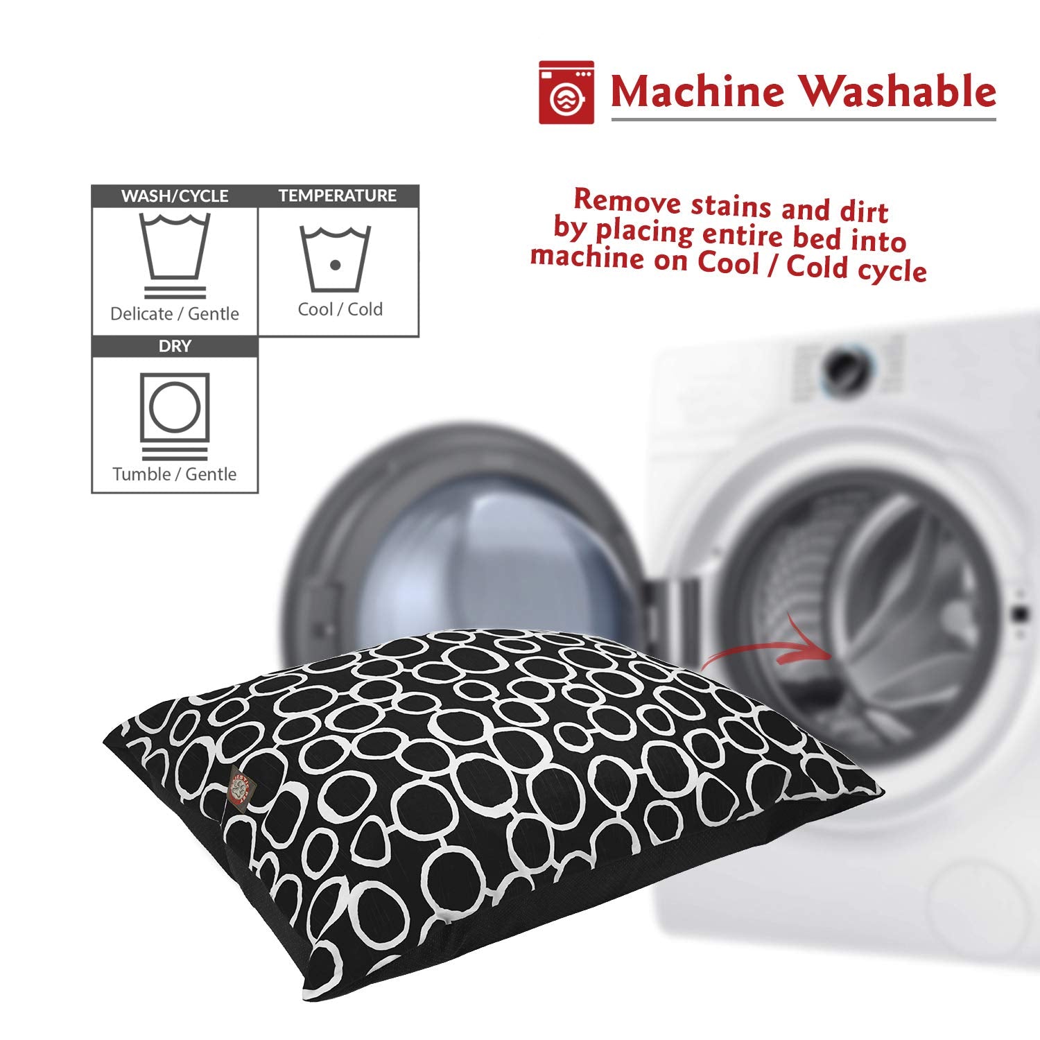 Majestic Pet cama lavable a máquina facilita limpieza rápida.