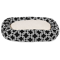 Cama circular para perro con Sherpa central, soporte para la cabeza
