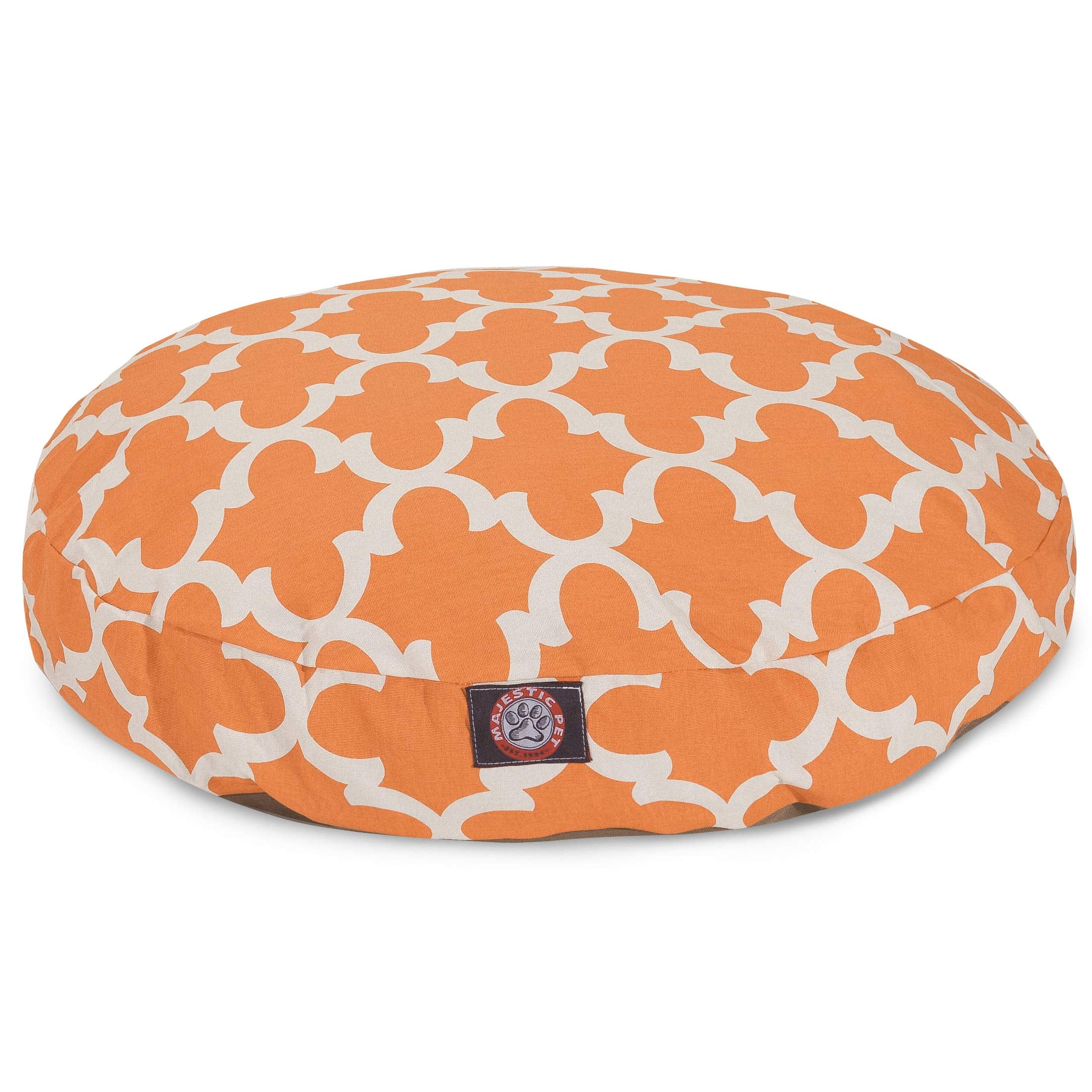 Cama redonda Majestic Pet Peach Trellis, uso interior y exterior para comodidad diaria