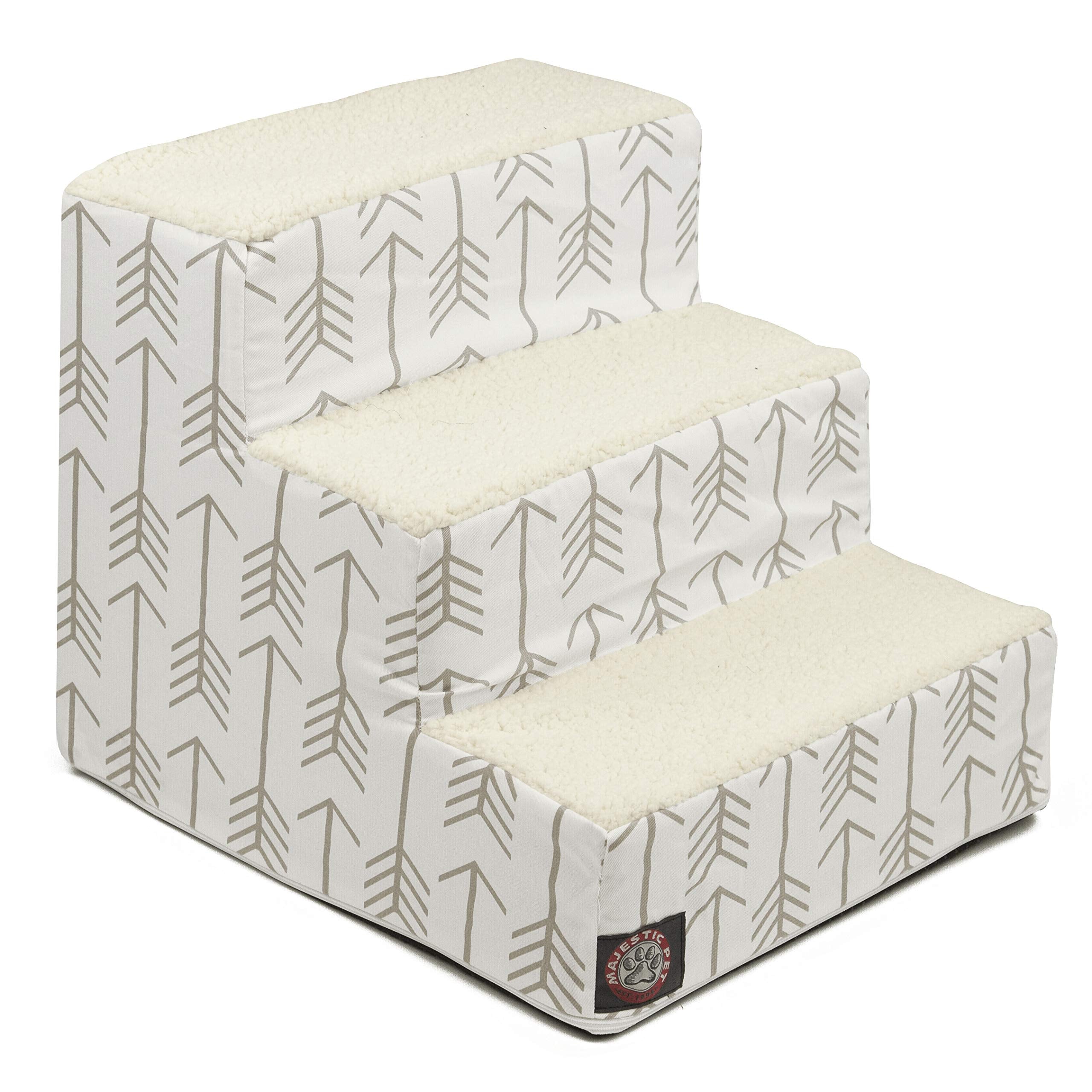 Majestic Pet escalera 3 pasos con forro sherpa para subir a la cama.