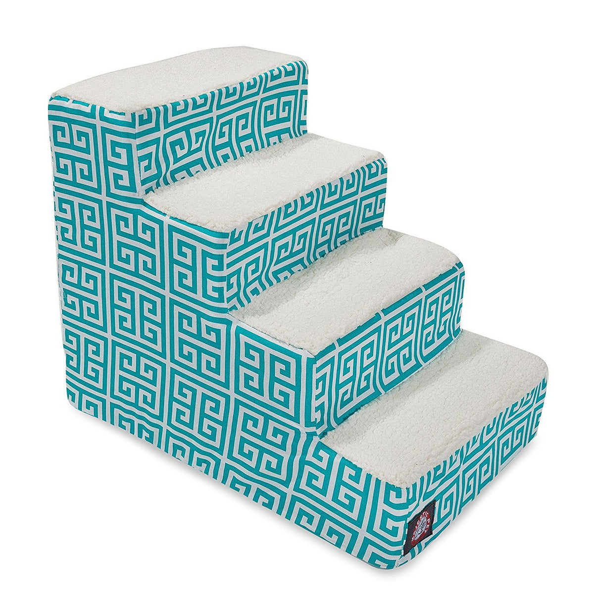 Majestic Pet escalera de 4 pasos para perros pequeños en azul verdoso, facilita subir a la cama.