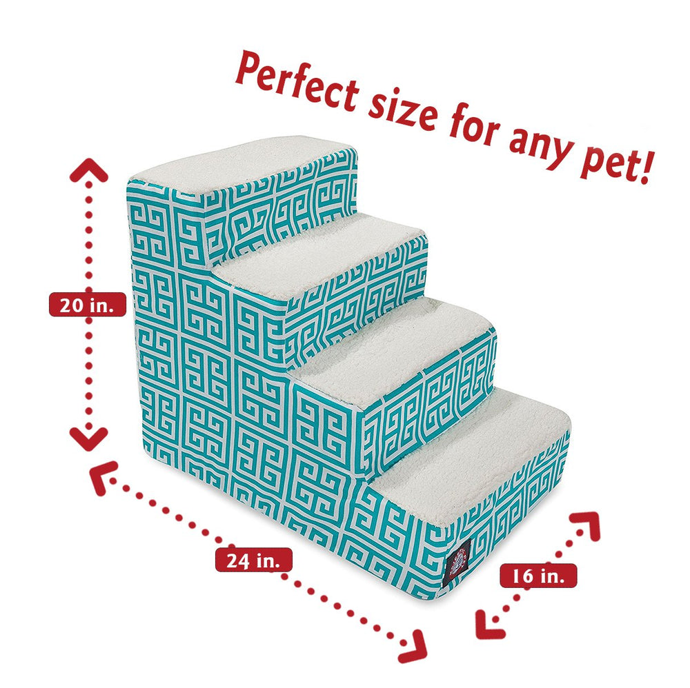 Majestic Pet escalera con funda lavable en azul verdoso, limpieza rápida.