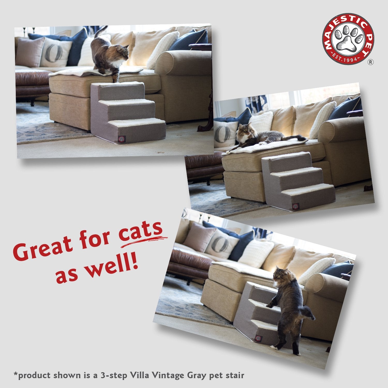 Diseño en Estados Unidos con materiales importados de Majestic Pet, calidad y seguridad.