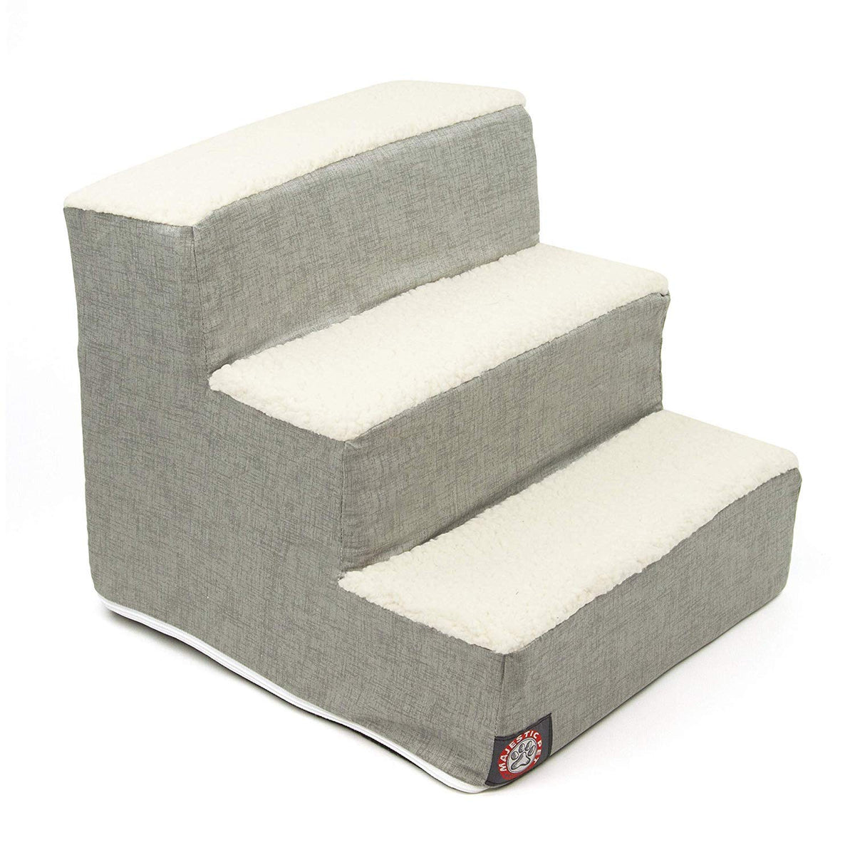 Majestic Pet escalera de tres pasos para perros en cama alta, acceso cómodo y seguro.