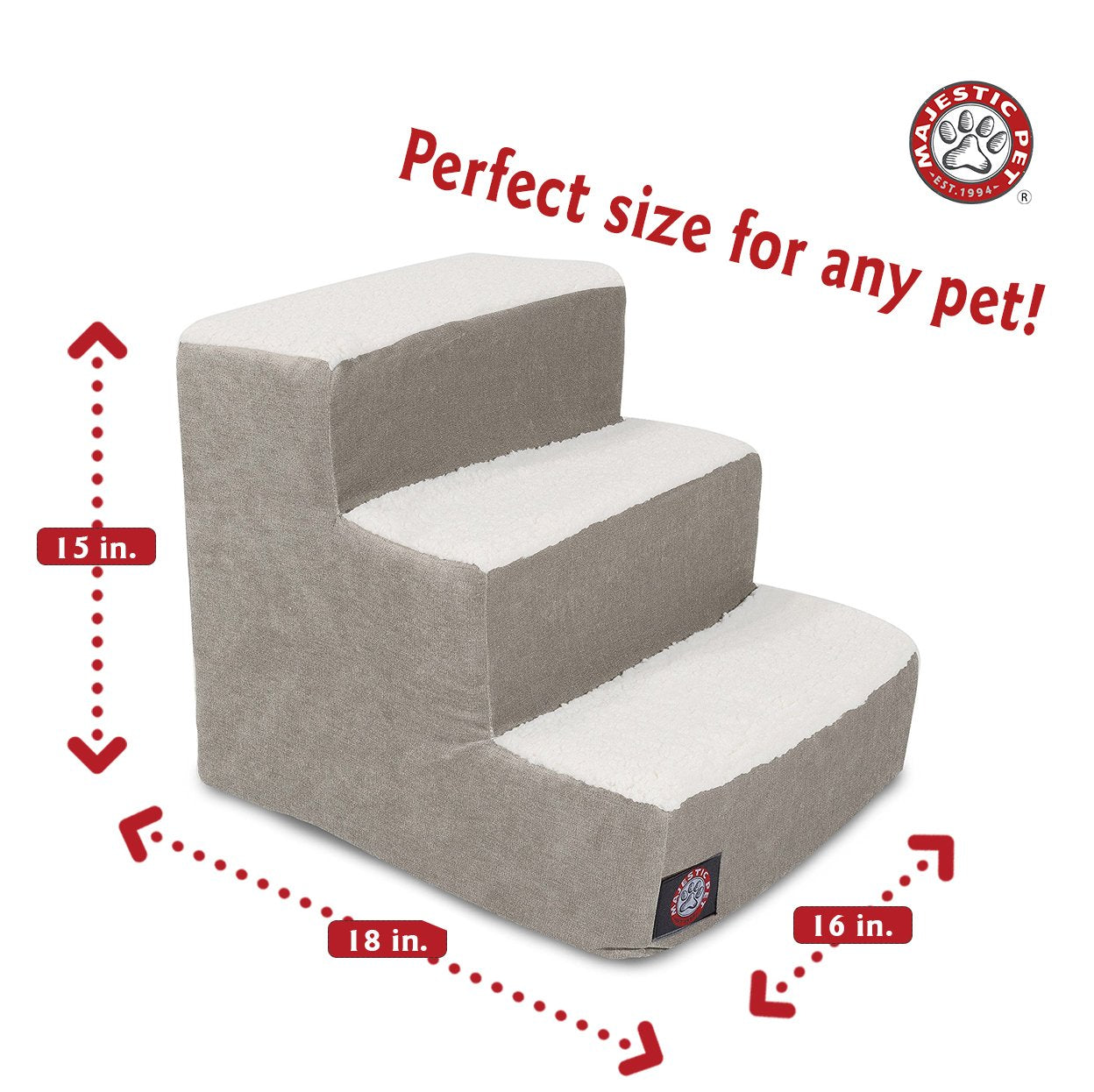 Majestic Pet escalones 3 pasos con funda Sherpa lavable para mascotas.