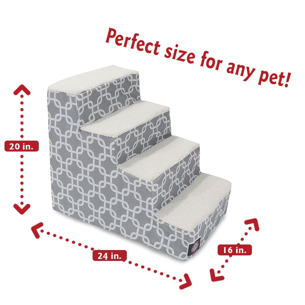 Majestic Pet escalones para cama alta gris, funda lavable para limpieza rápida.