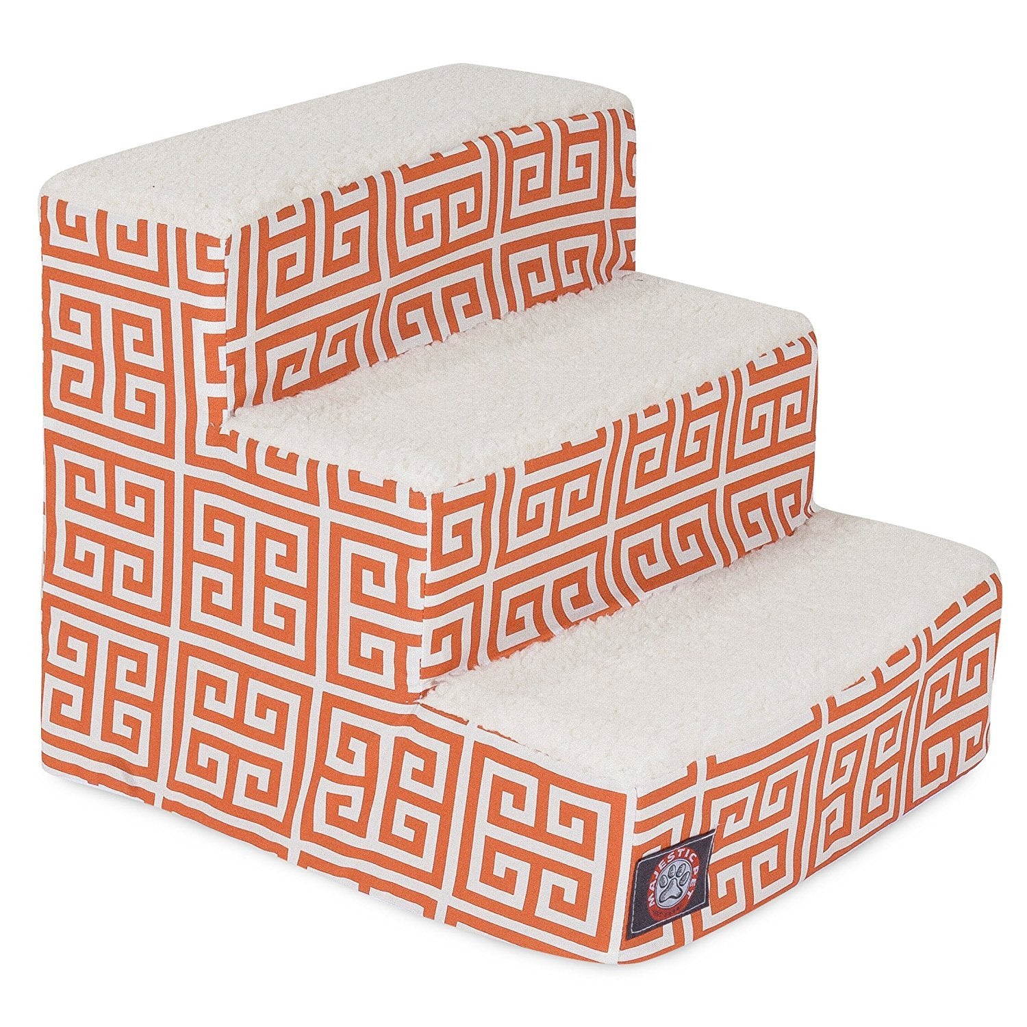 Majestic Pet escalones para perros de tres pasos naranja, acceso seguro a la cama