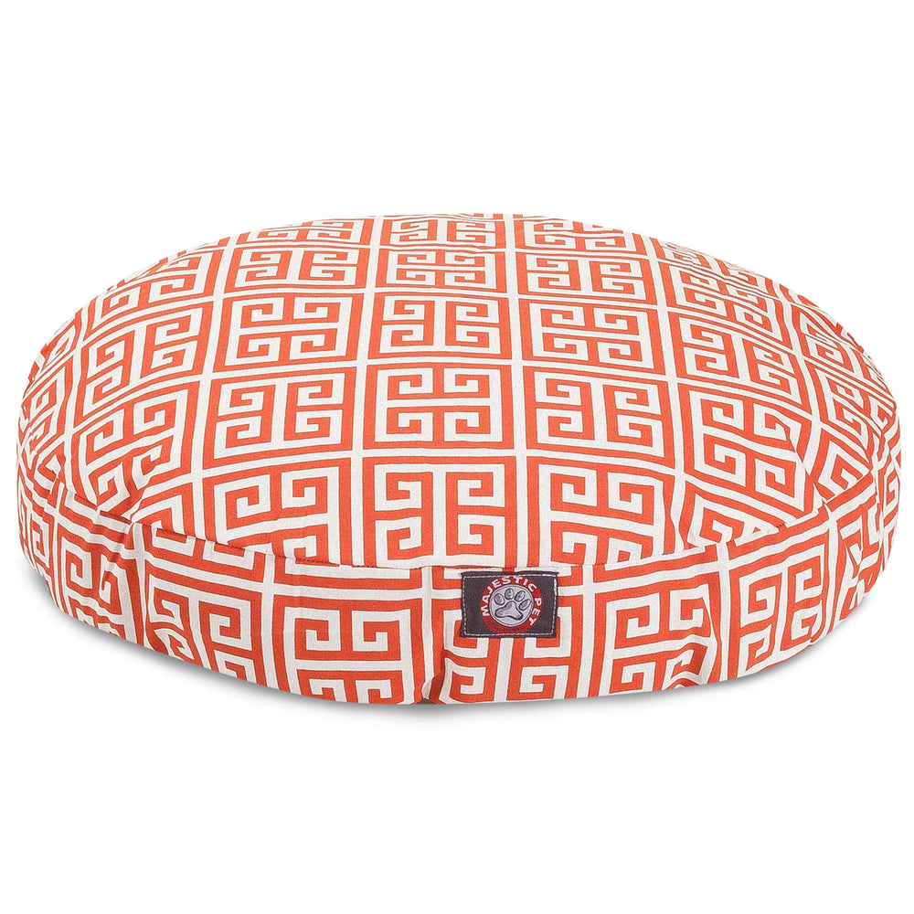 Cama redonda Majestic Pet Orange Towers para interior y exterior, comodidad duradera.