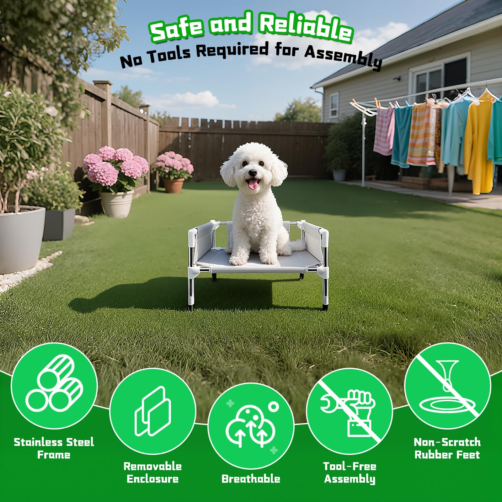 Makerfire cama para perros: patas antideslizantes protegen suelos