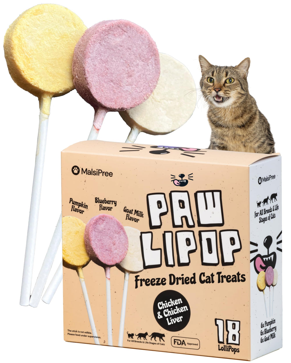 Piruletas MalsiPree para gatos como juguete interactivo que estimula la caza