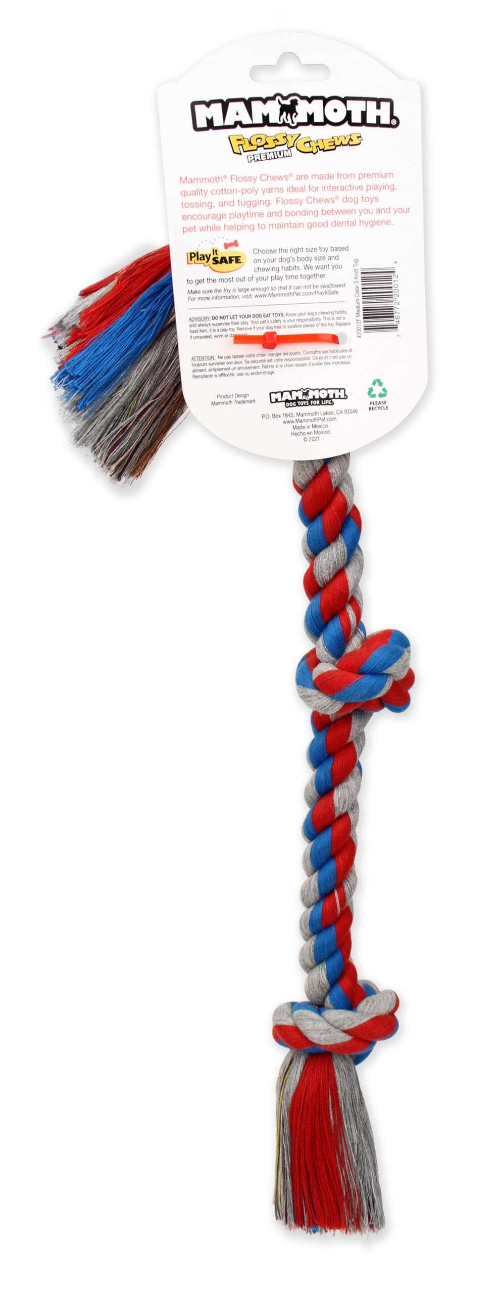 Mammoth Flossy Chews Cuerda Terapia Bucal para perros activos.
