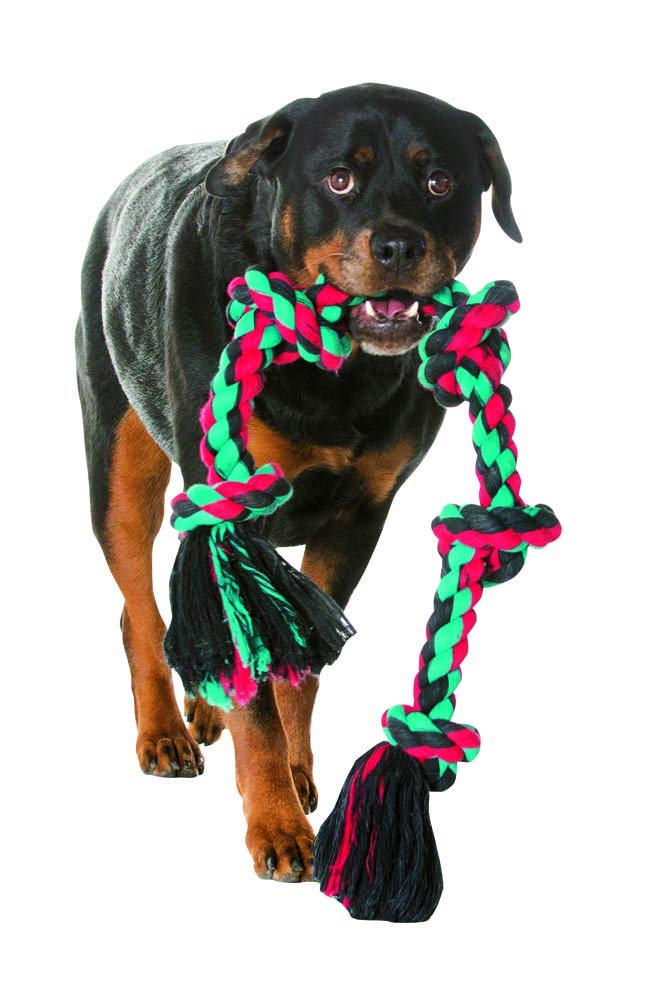 Mammoth Flossy Chews nudos-resistentes para mordida fuerte de perros grandes