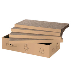 Mankaide cuatro placas arañador para gato con caja, ideal para afilar uñas y jugar.
