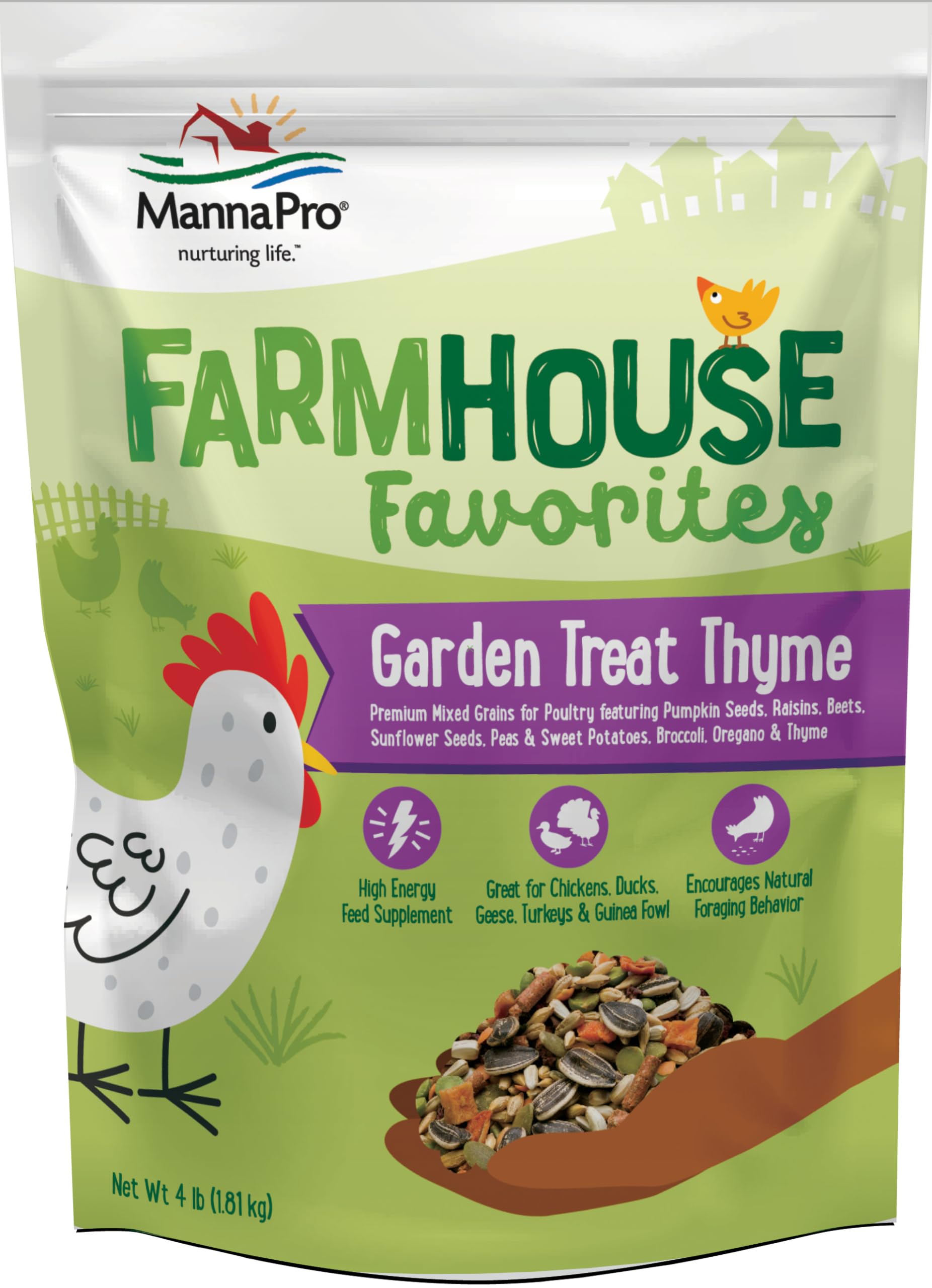 Manna Pro Garden Treat Thyme: bolsa de 4 lb para energía diaria de aves.