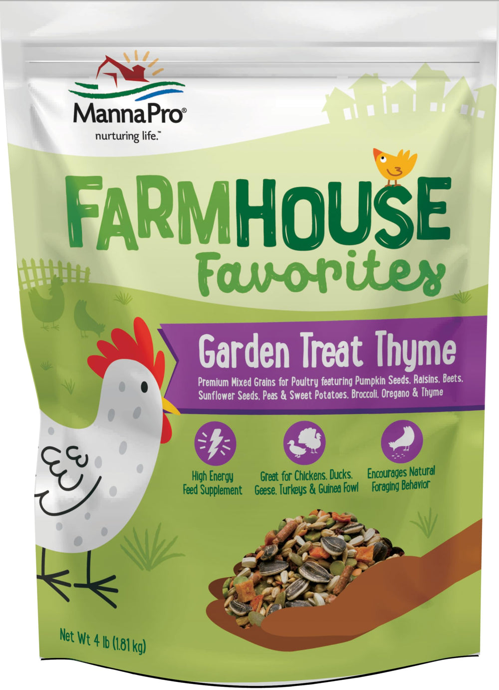 Manna Pro Garden Treat Thyme: bolsa de 4 lb para energía diaria de aves.
