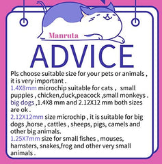 Manruta microchip de identificación permanente para mascotas, legible con escáner.