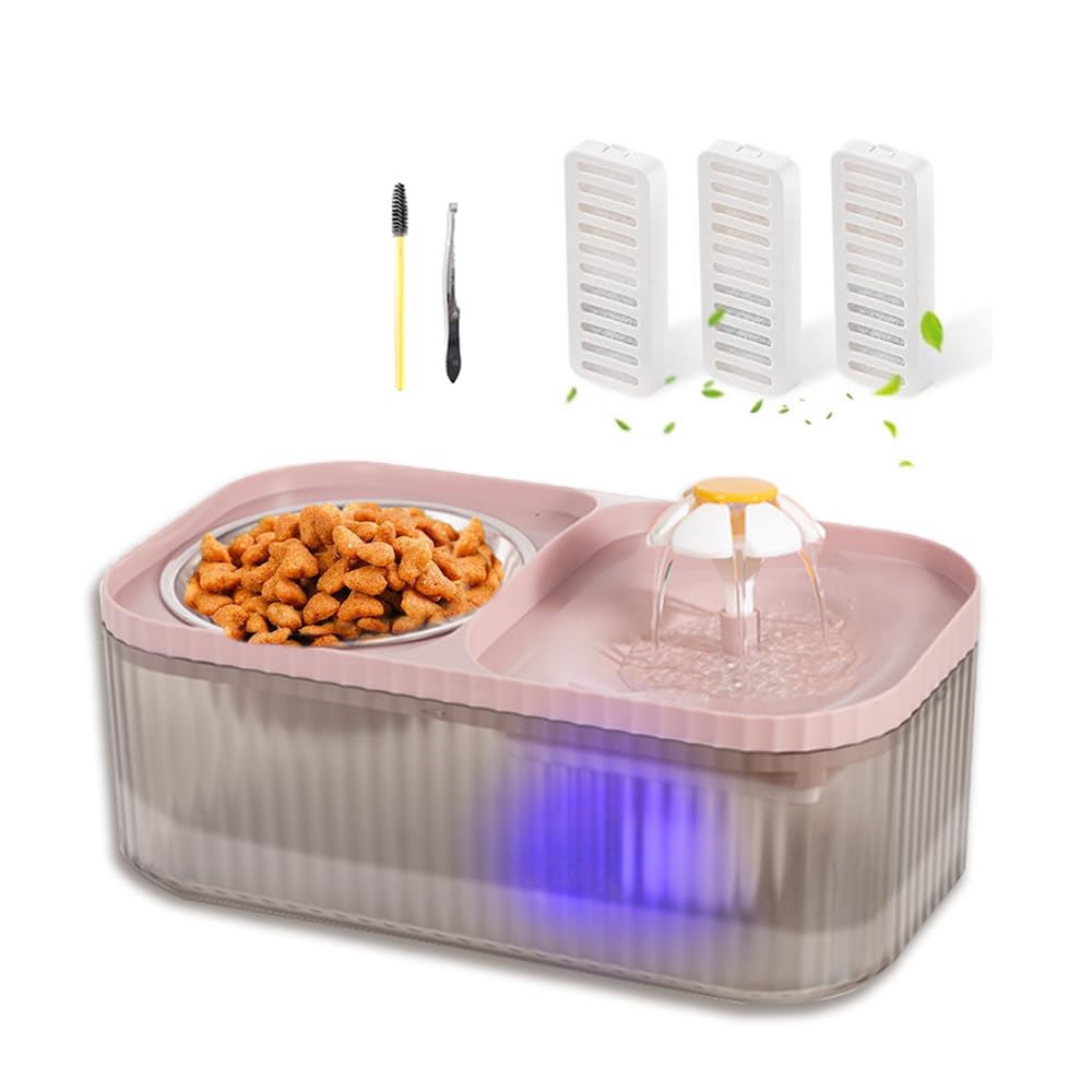 Marchul fuente agua gatos rosada: flujo suave y diseño compacto para espacios pequeños.