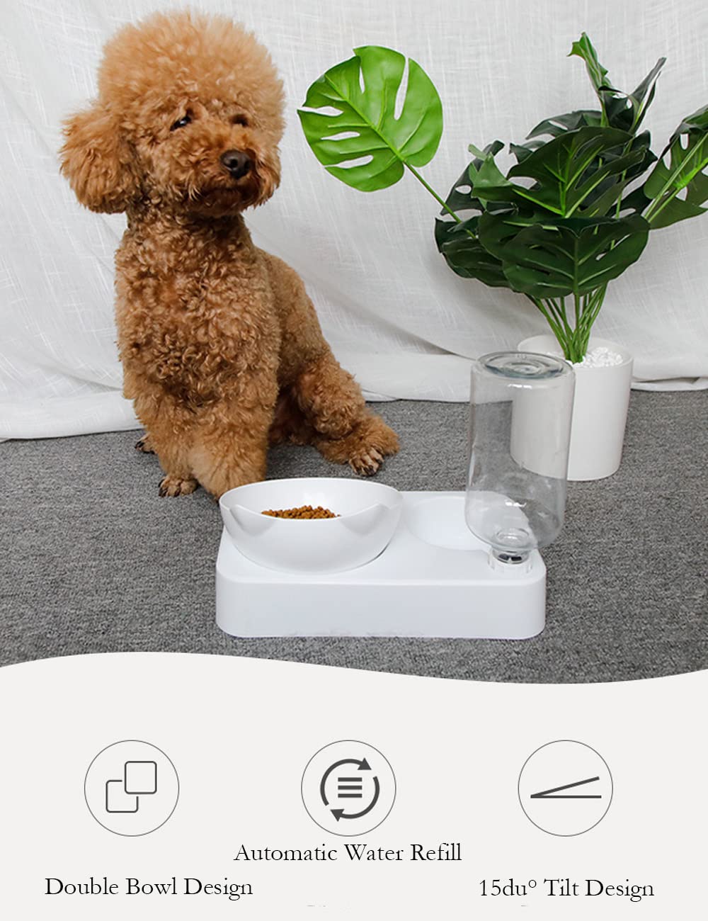 Marchul tazón doble para alimento y agua, diseño práctico.
