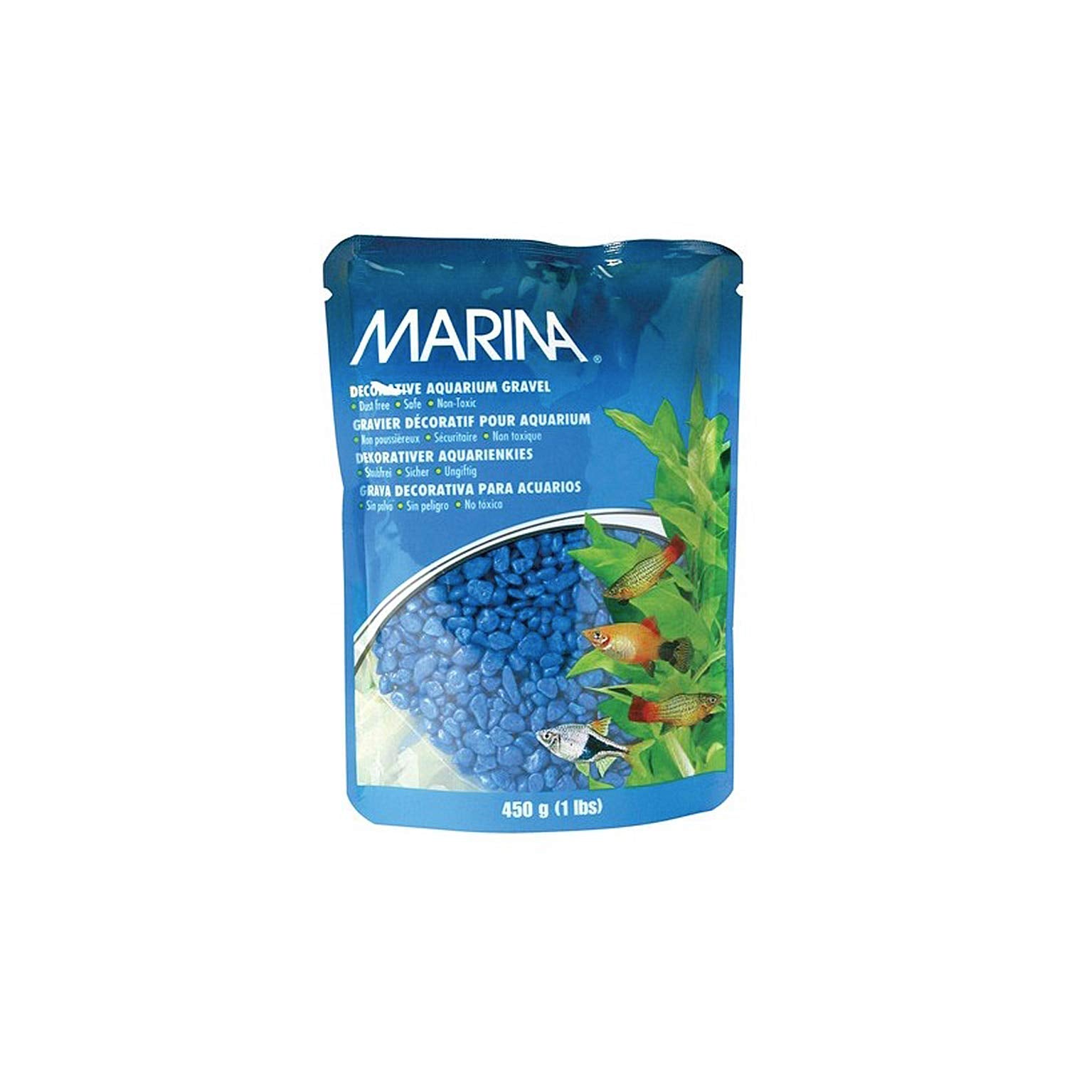 Marina gravilla azul 1 libra primer plano realza color y soporte para plantas en acuario