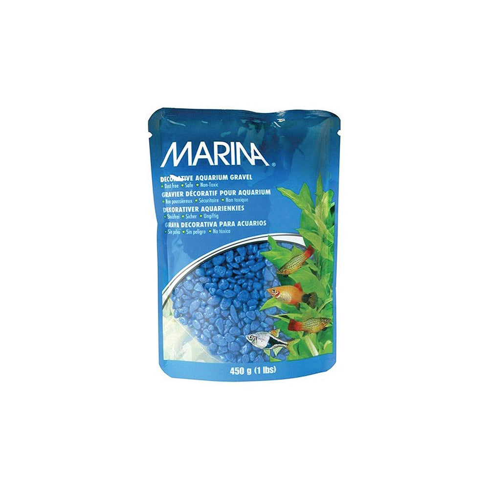 Marina gravilla azul 1 libra primer plano realza color y soporte para plantas en acuario