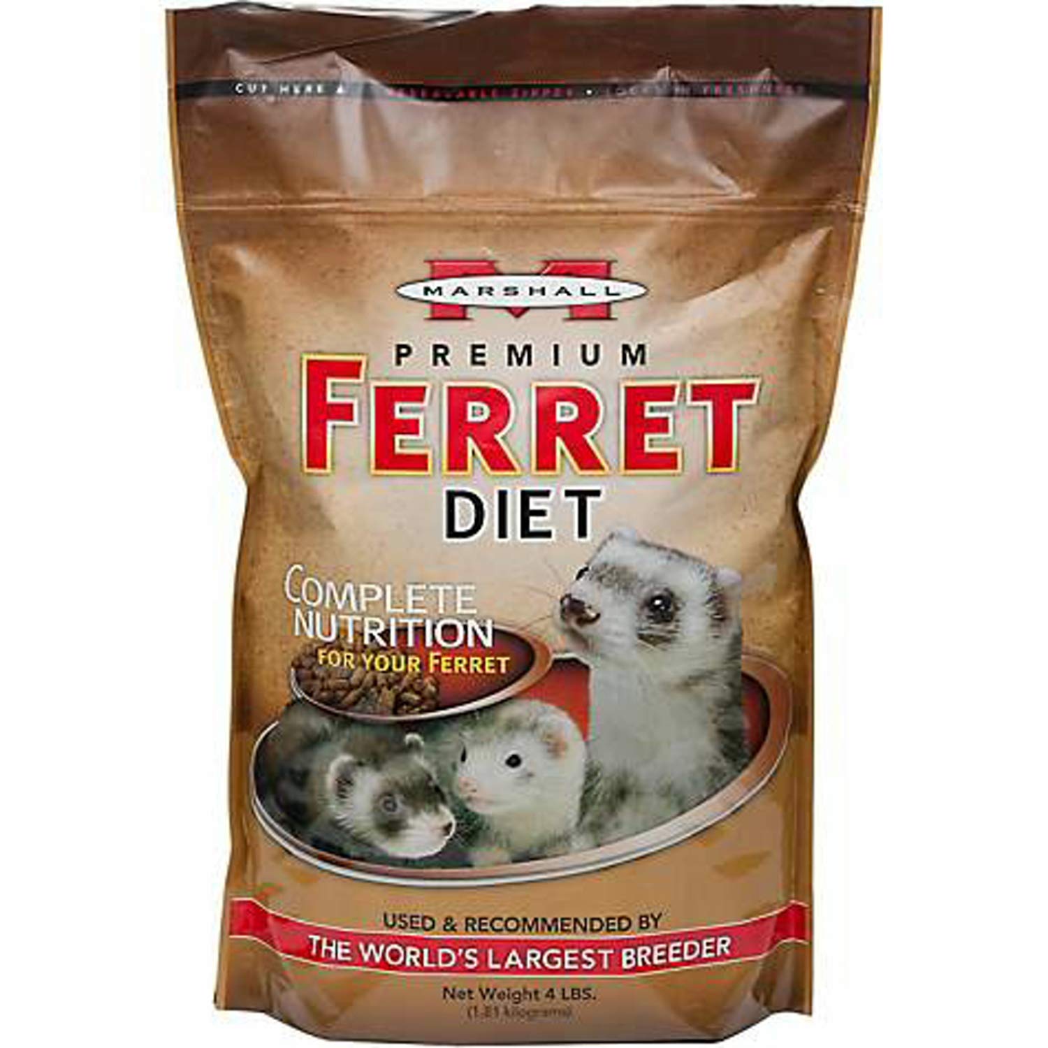 Marshall Premium Ferret Diet: bolsa de 4 libras para la dieta diaria del hurón.