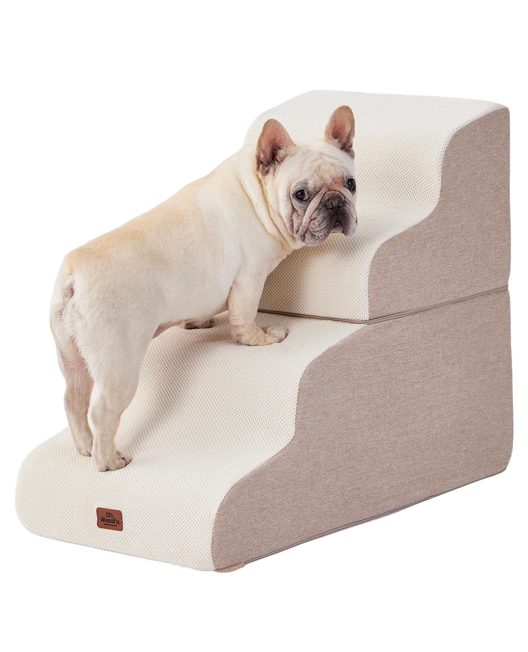 Massfu escaleras para perros curvas sobre cama alta, apoyo cómodo al subir y bajar