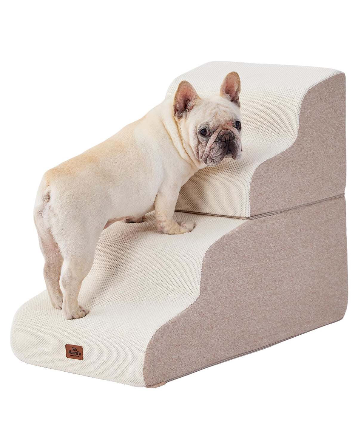 Massfu escaleras para perros curvas sobre cama alta, apoyo cómodo al subir y bajar