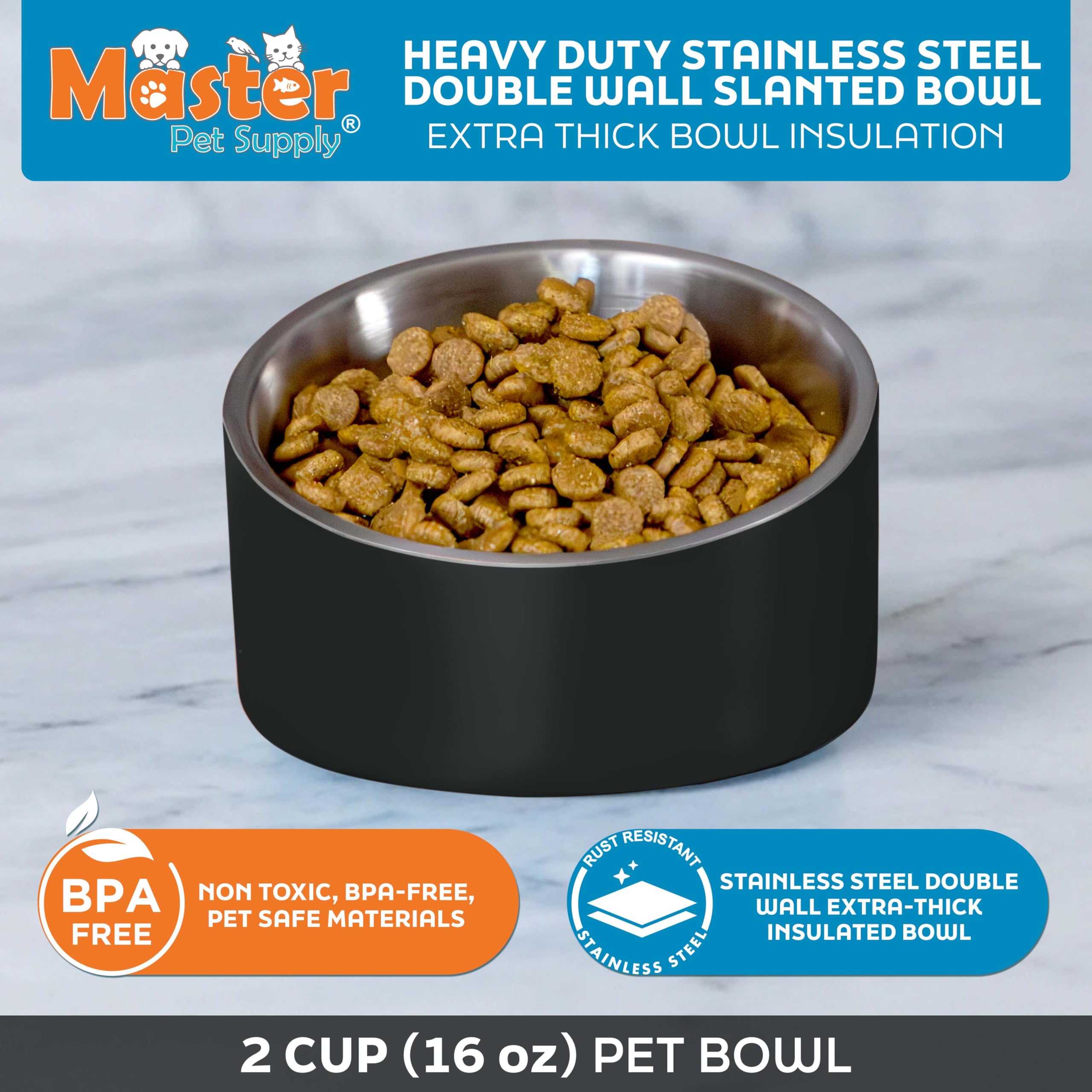 Master Pet Supply tazón con doble pared aislante mantiene el agua fresca para mascotas.