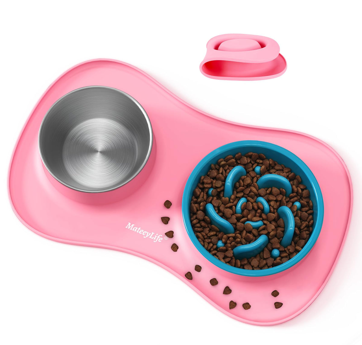MateeyLife conjunto 3 en 1 para perros y gatos, ideal para comer pausadamente.
