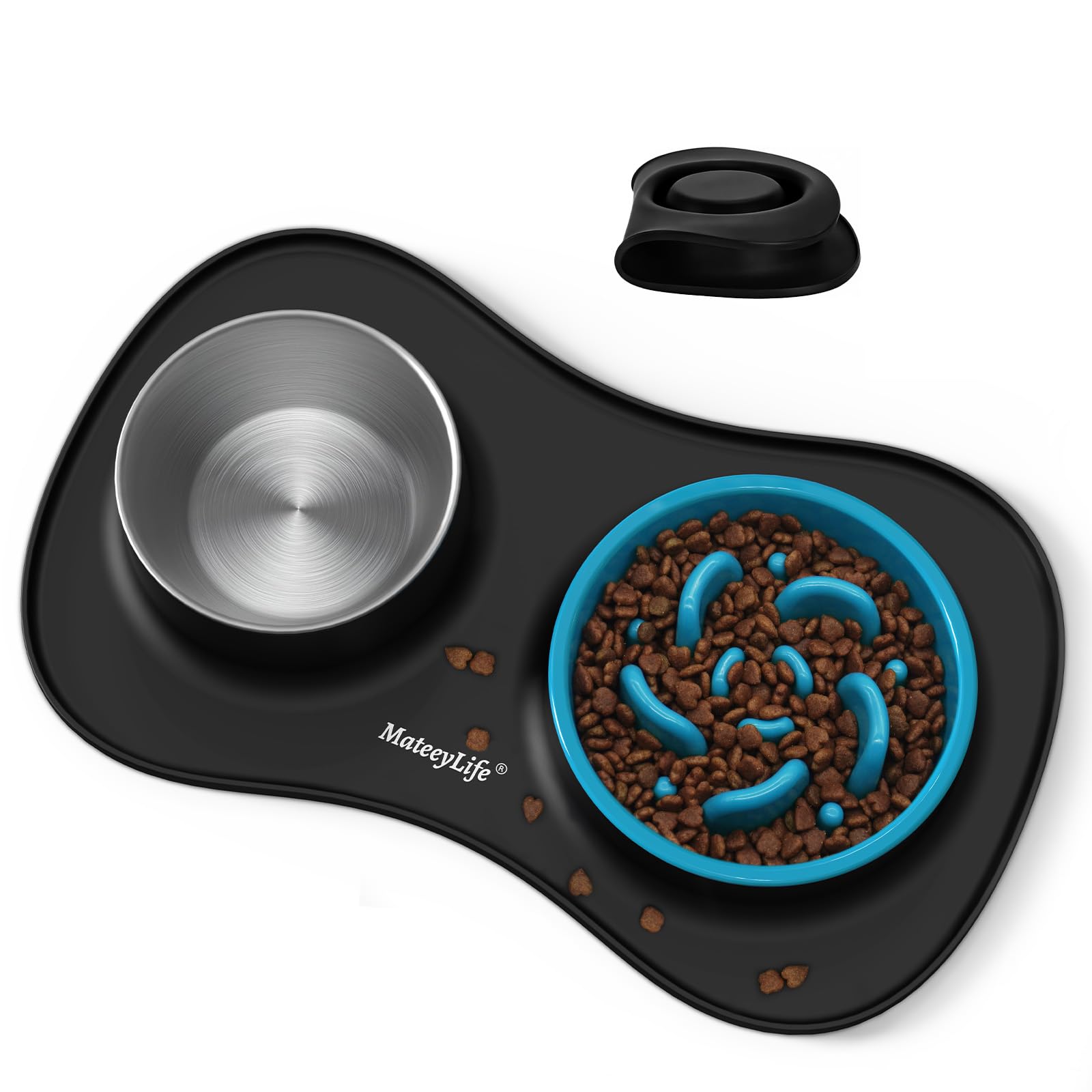 MateeyLife conjunto comedero lento para perros, favorece ingesta pausada y orden en la mesa.
