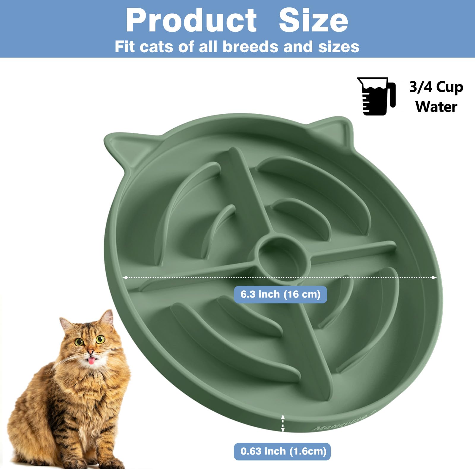 MateeyLife diámetro 16 cm, tamaño práctico para la mayoría de gatos.