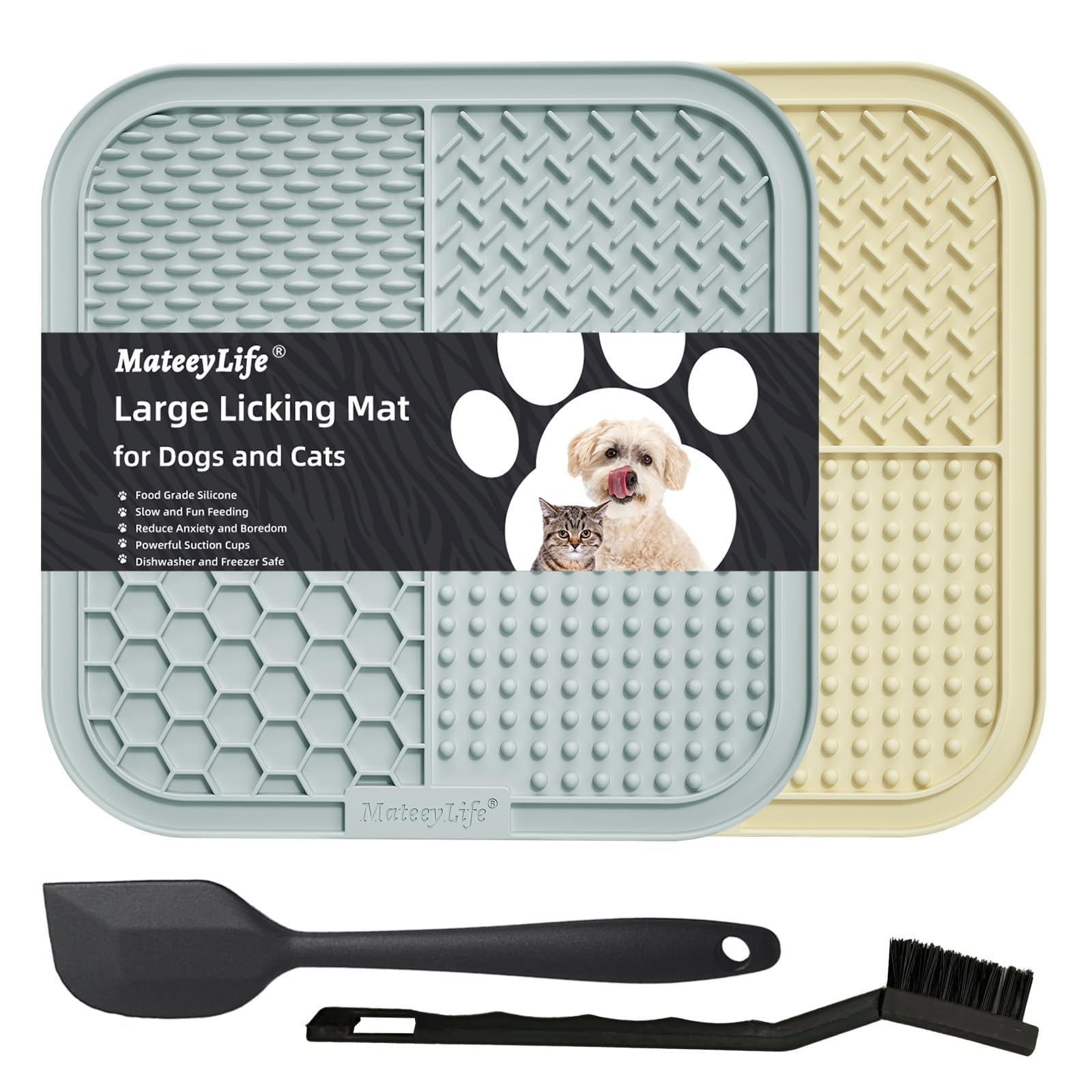 Tapete lamer MateeyLife grande para perros y gatos, ideal para calmar durante lamido.